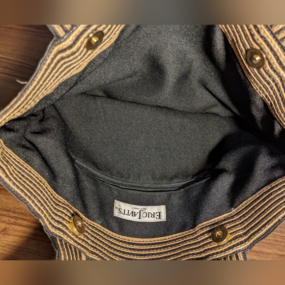 NWOT! Eric Javits - Squishee Tote II | Natural & Black Stripes | ~16x13x5 - Picture 5 of 17